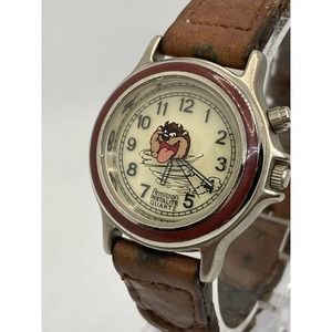 Vintage Armitron InstaLite Tazmania Warner bros 1995 Leather Band Watch New Batt